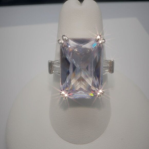 Sterling Silver Tone Cubic Zirconia Ring Size 7 - Picture 2 of 9